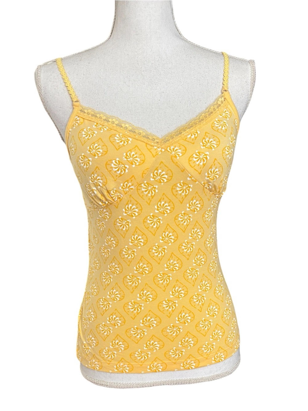 No Boundaries Yellow Floral Lace-Trim Camisole